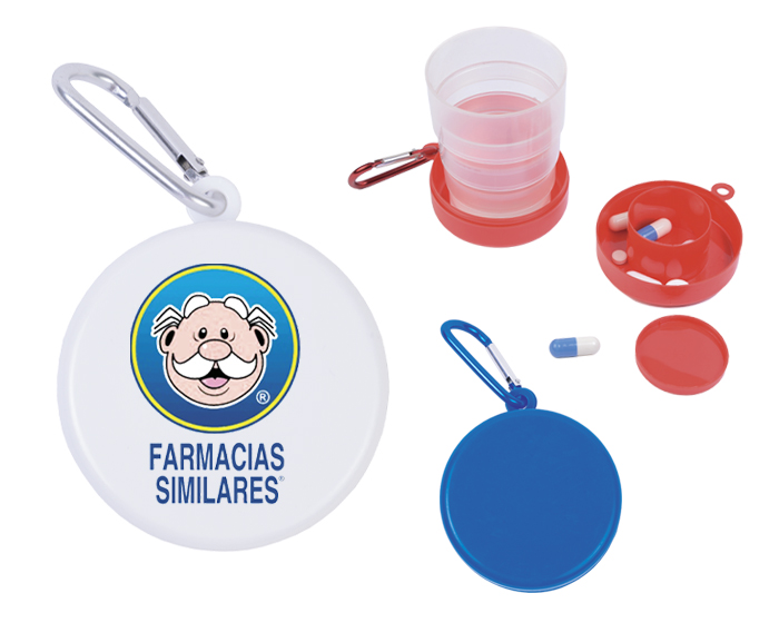 VASO PLEGABLE CON PASTILLERO PILDORA