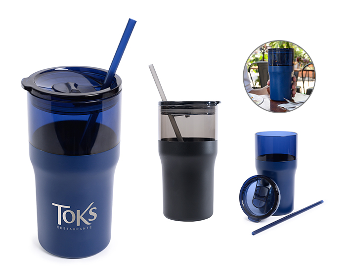 VASO TÉRMICO DE PLÁSTICO / ACERO INOX 650 ML KIQUE