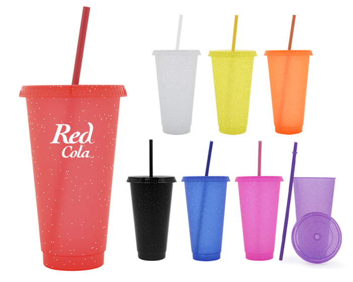 VASO DE PLÁSTICO DE 750 ML GLITTER