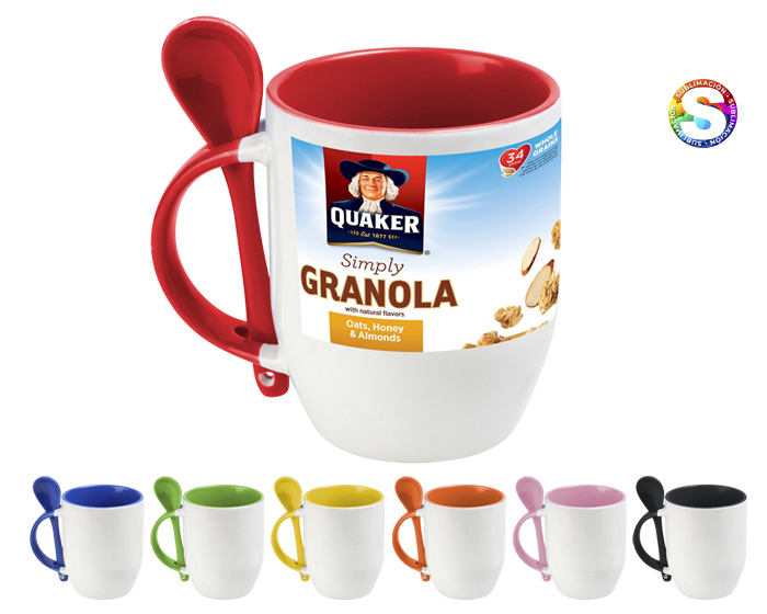 TAZA BICOLOR DE SUBLIMACIÓN CON CUCHARA