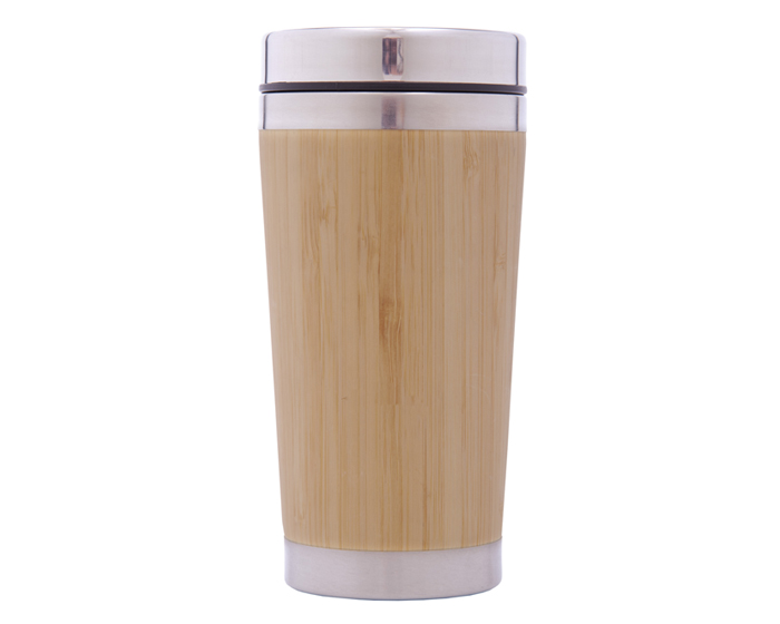 TERMO DE ACERO INOXIDABLE CON BAMBÚ DE 445 ML ALLEN