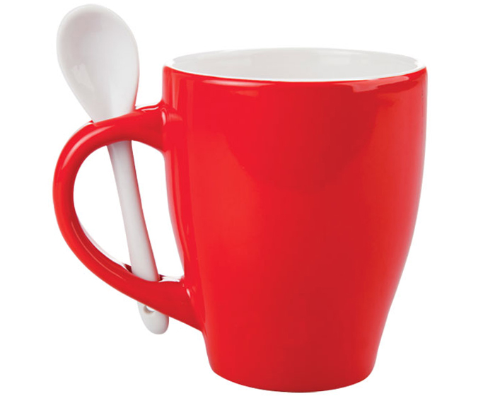 TAZA BICOLOR C/CUCHARA 12 OZ LONDON