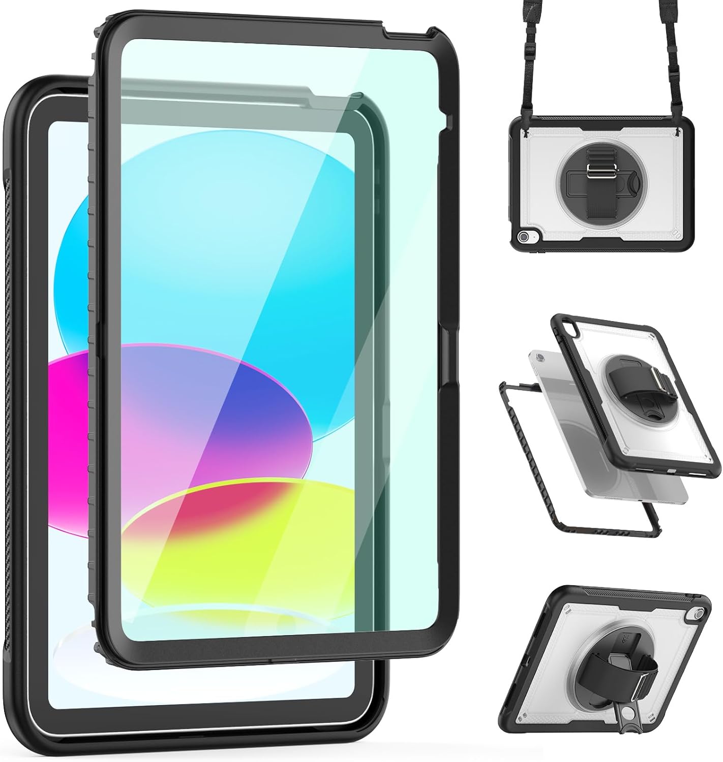 Funda Compatible con iPad 10 | Correa de Hombro + Mica Frontal, Acrílio Transparente